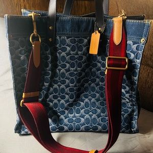 Coach Denim Field Tote 40 - NEW!